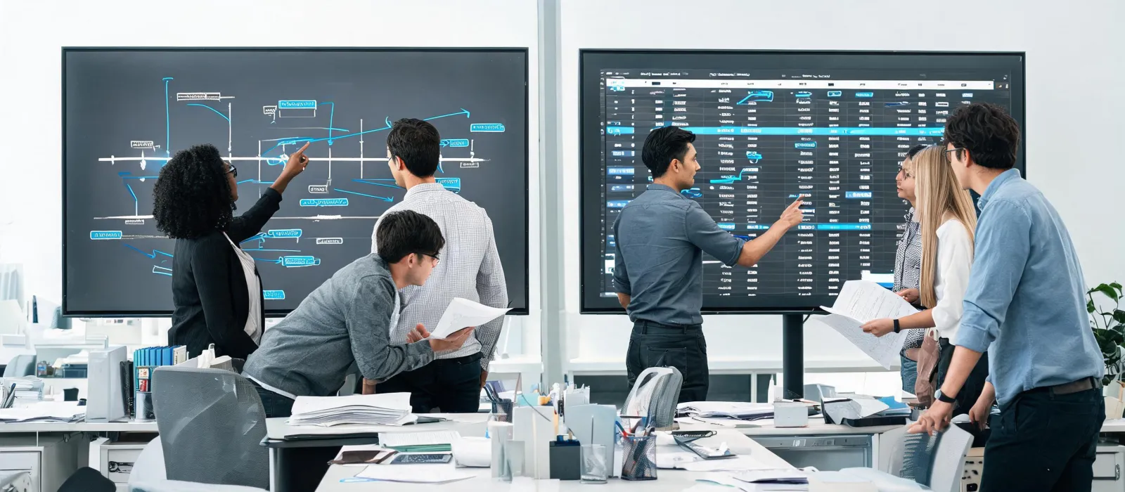 Research team reviewing evidence-led company records